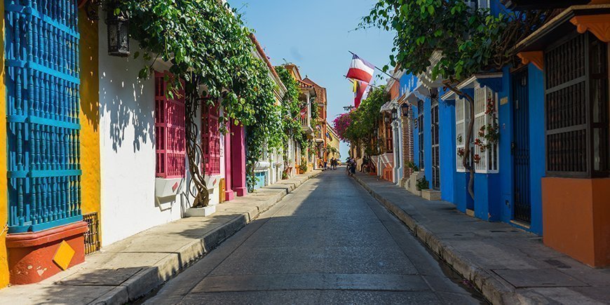 Colorful empty Streets of Cartagena